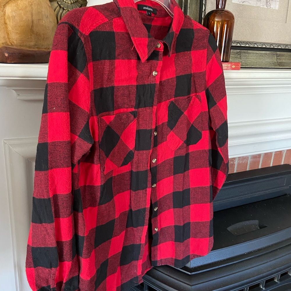Red and Black Flannel long sleeve button down